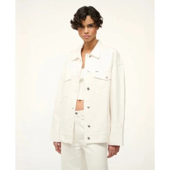 STAUD + Wrangler THE BIGGEST JEAN JACKET in White Size S/M - Picture 1 of 9